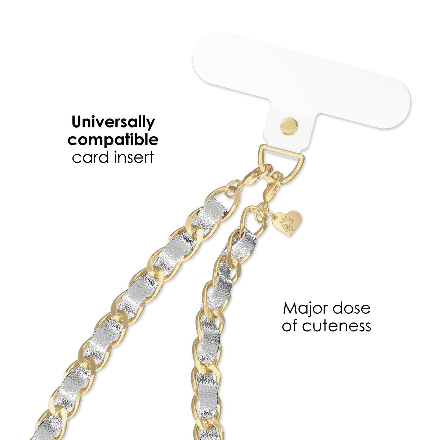 Silver Leather Chain Phone Charm