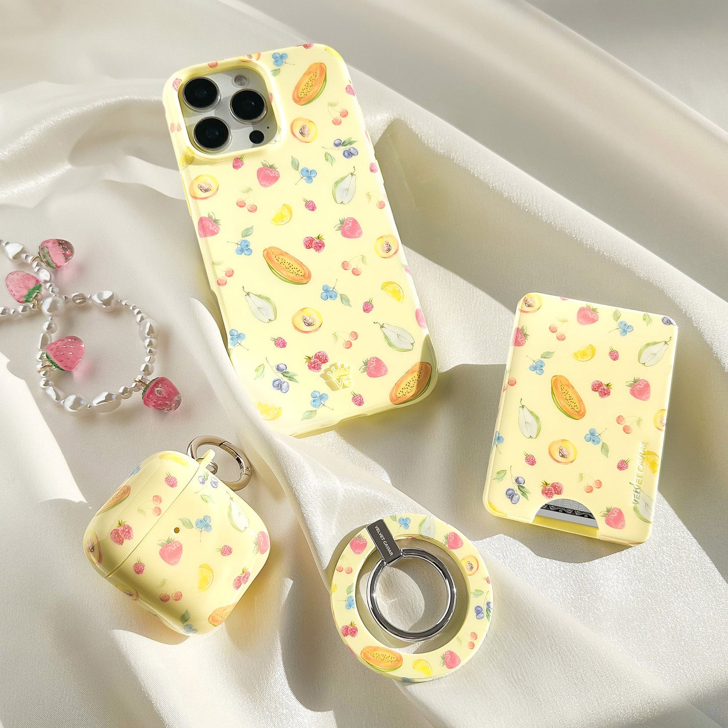 Strawberry Pearl Chain Phone Charm