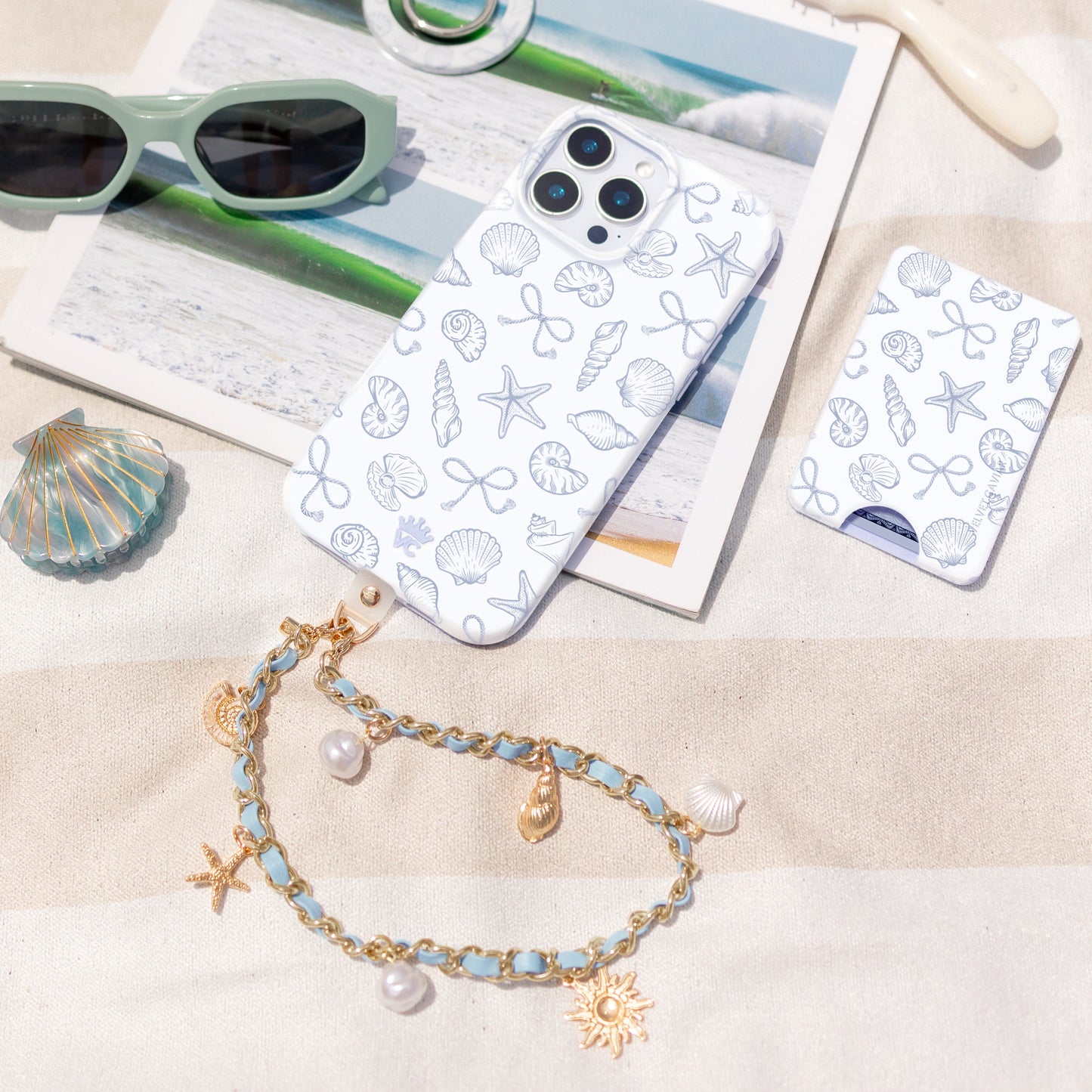 Shell leather chain mobile phone charm