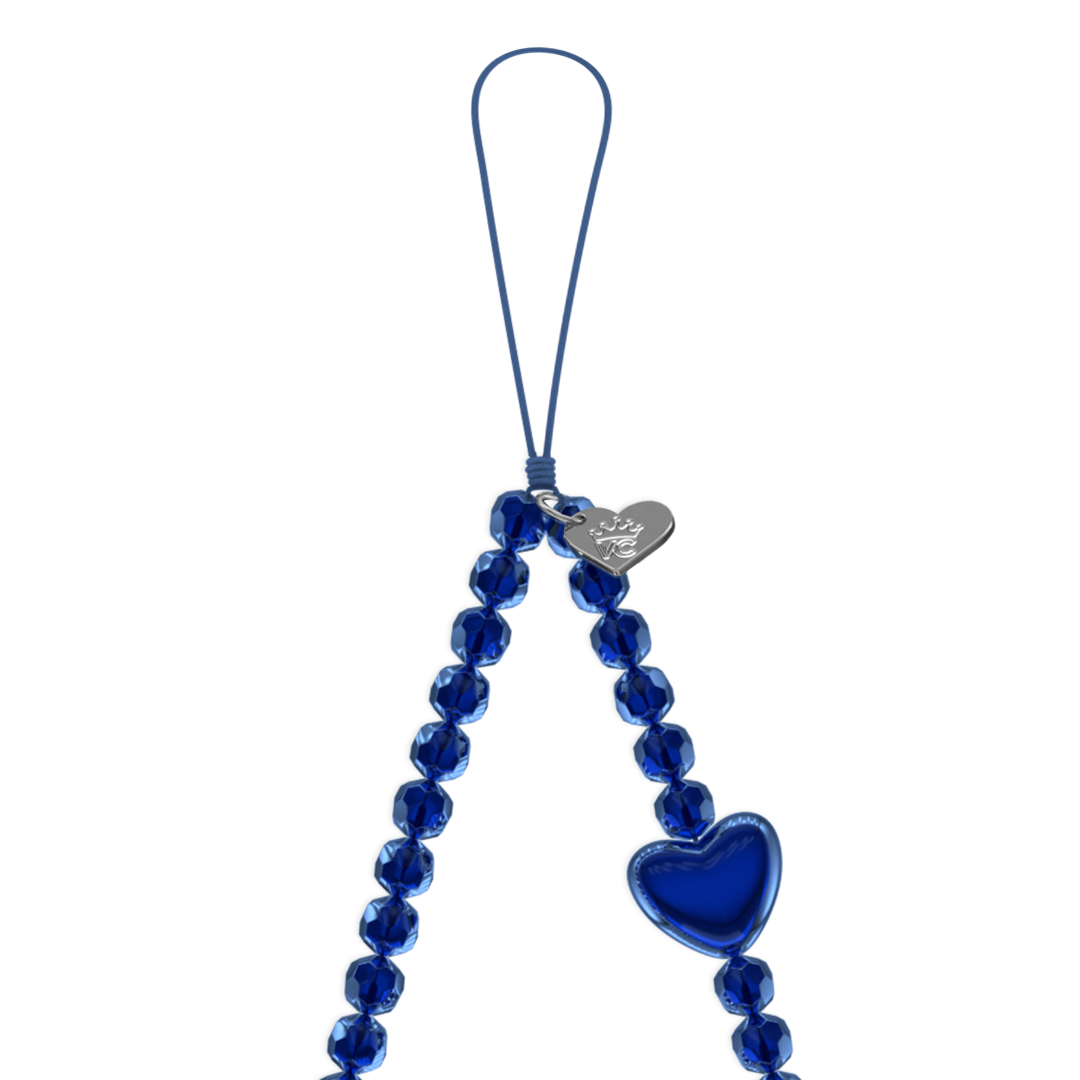 Clear Blue Heart Phone Charm