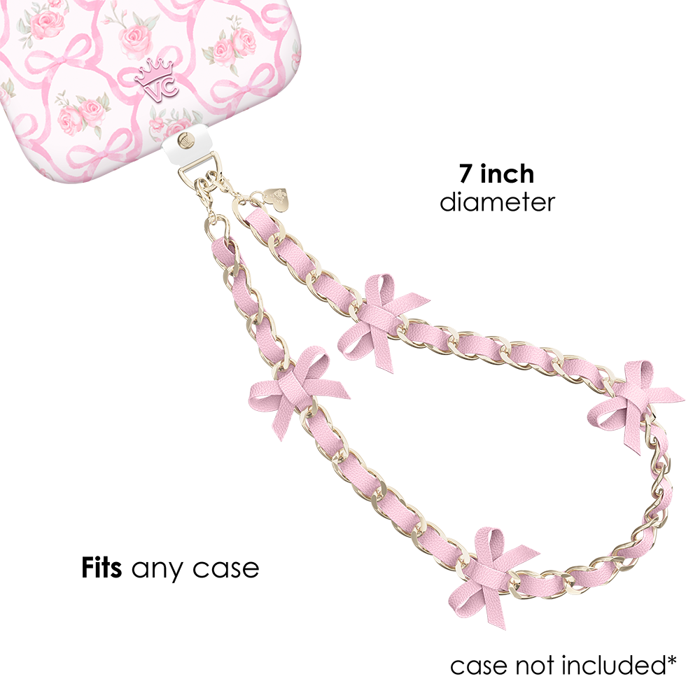 Pink Bow Leather Chain Phone Charm
