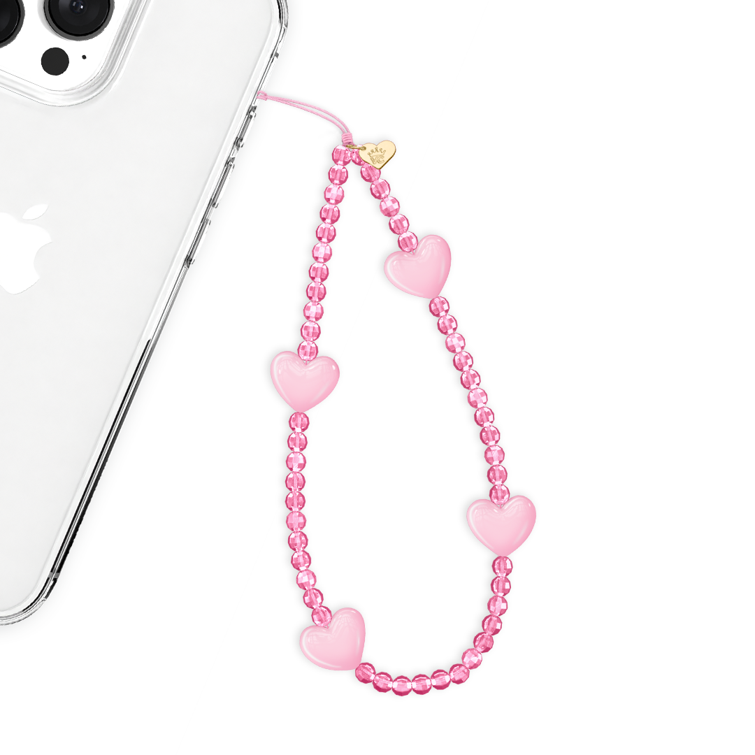 Pink Heart Phone Charm
