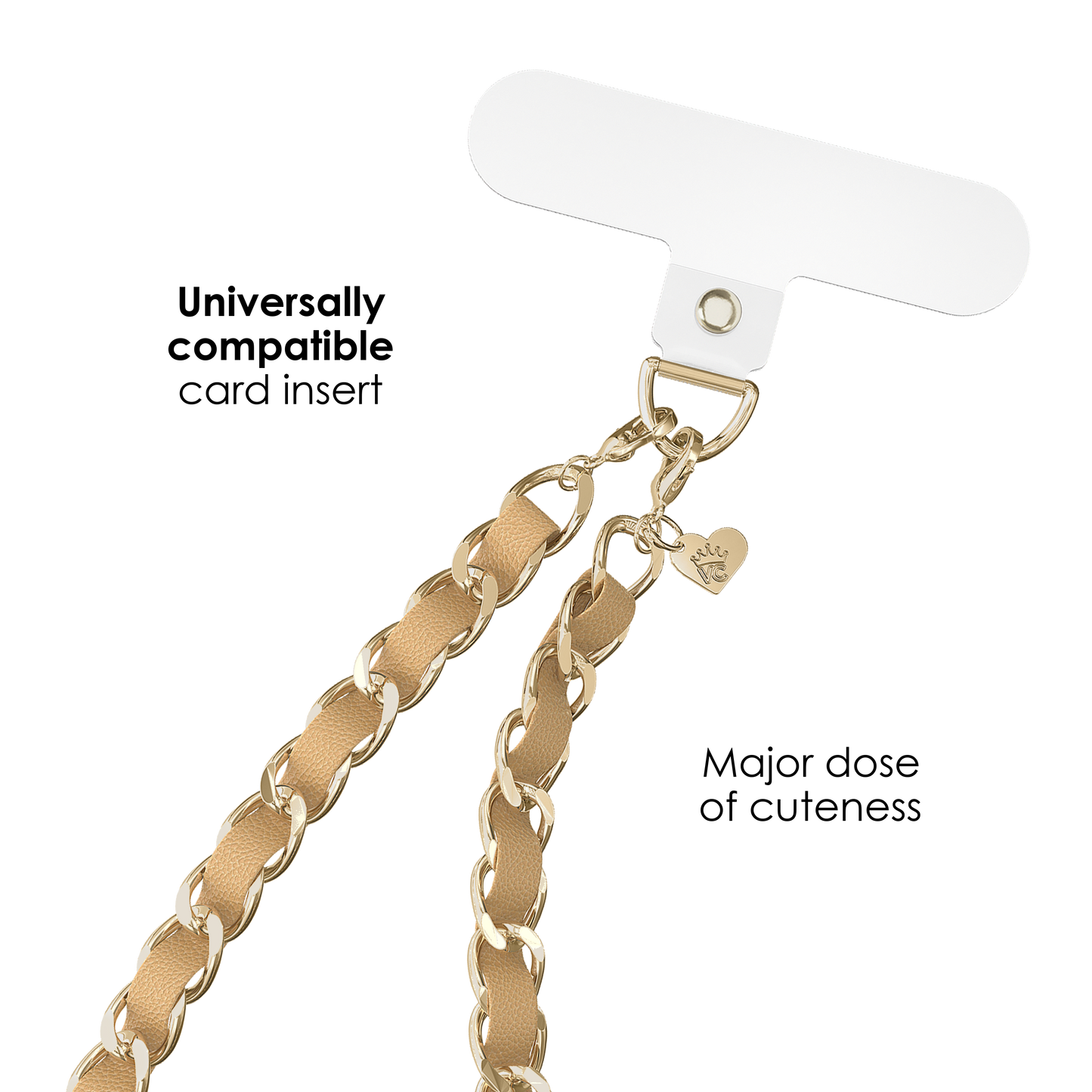 Nude Leather Chain Phone Charm
