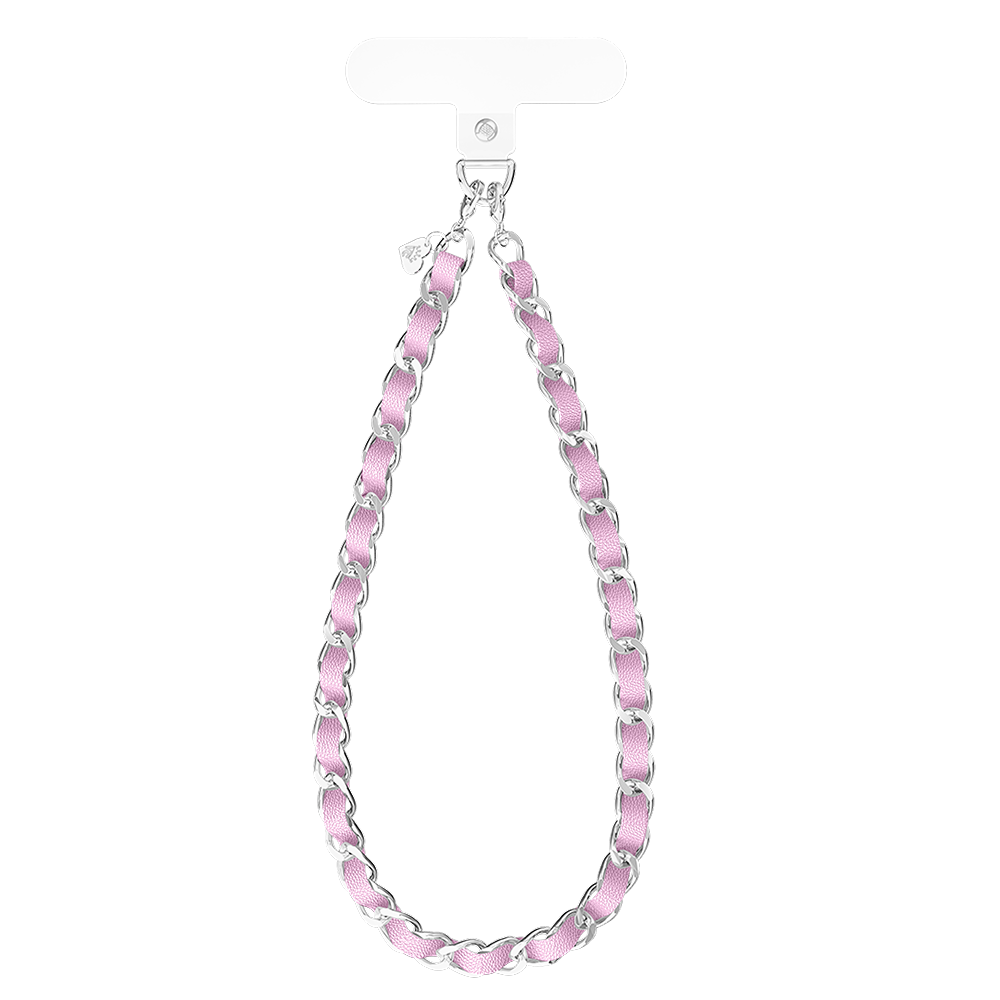 Pink Leather Chain Phone Charm