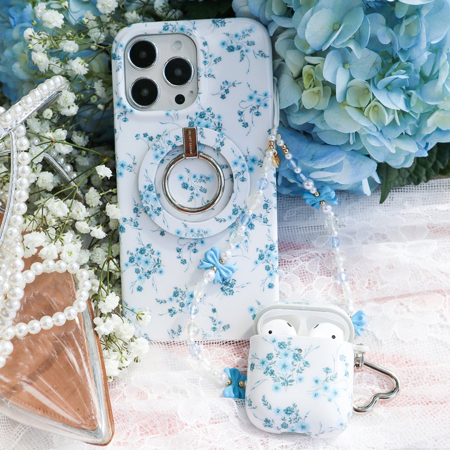 French Blue Bow Phone Charm