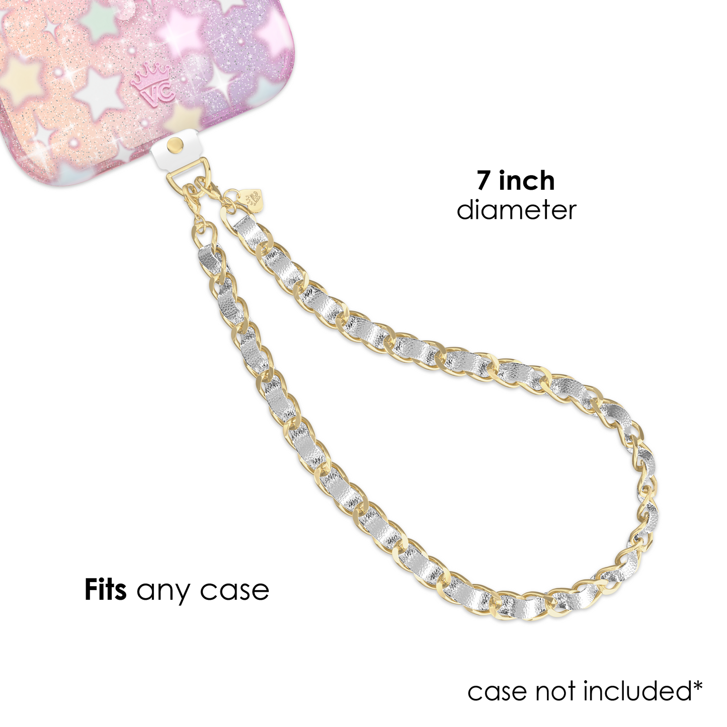Silver Leather Chain Phone Charm