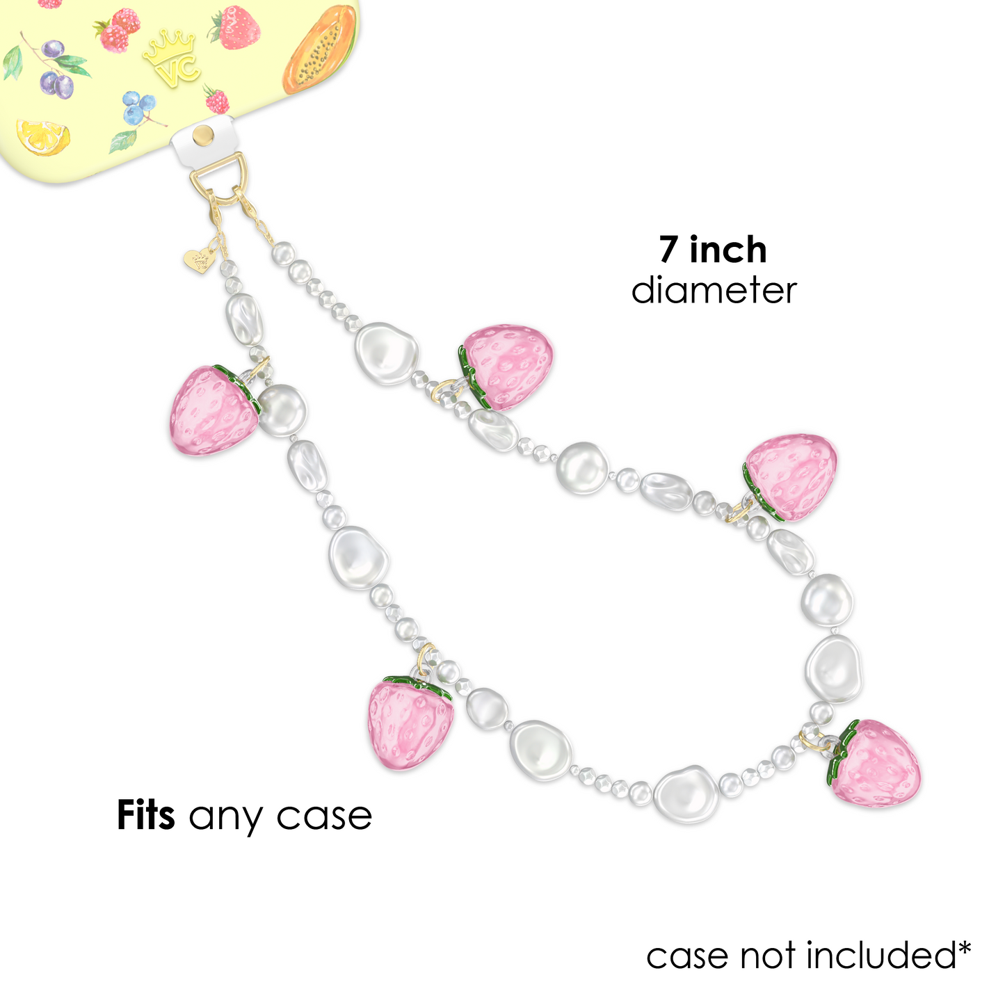Strawberry Pearl Chain Phone Charm