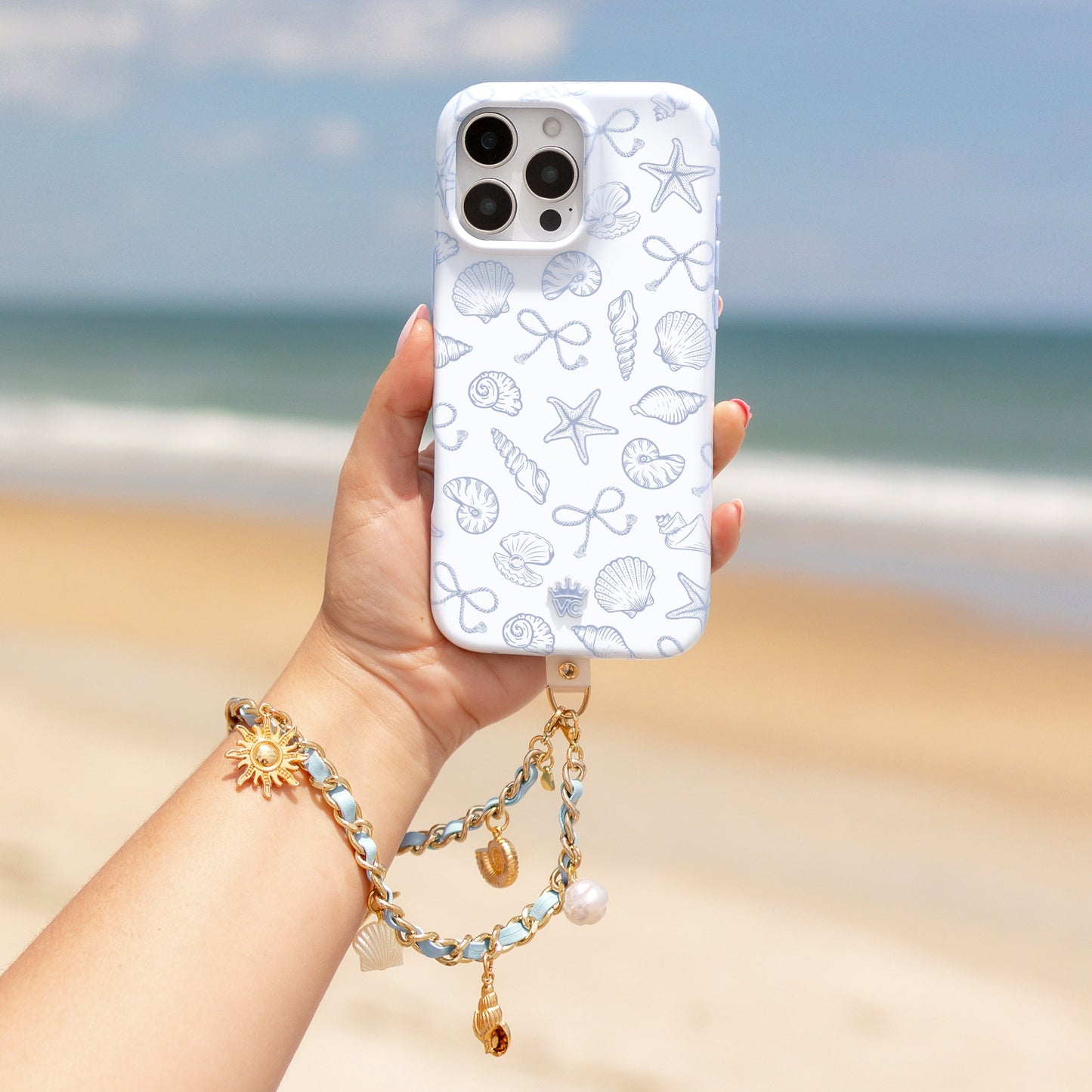Shell leather chain mobile phone charm