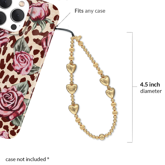 Gold Metallic Heart Phone Charm