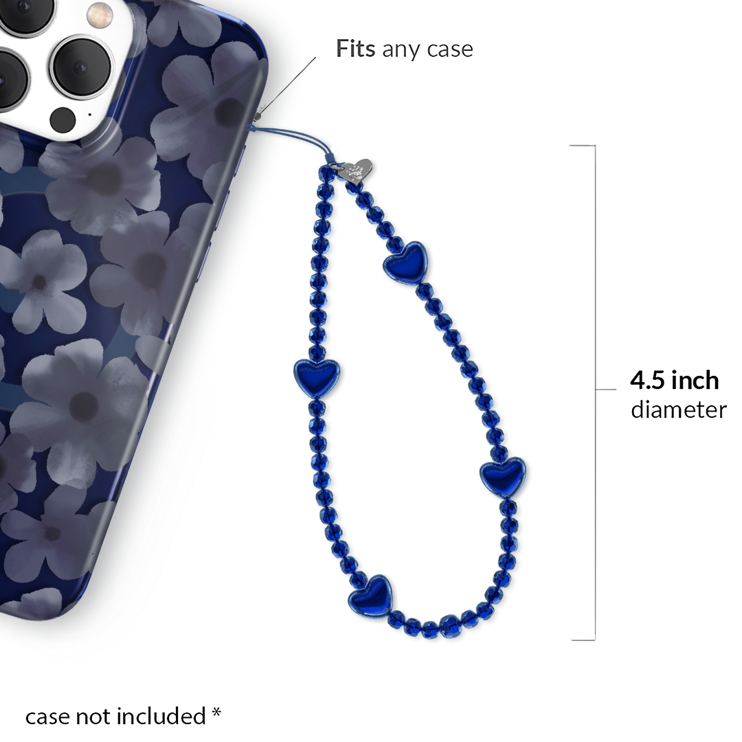 Clear Blue Heart Phone Charm