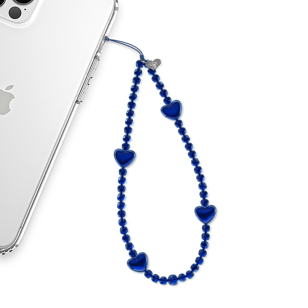Clear Blue Heart Phone Charm