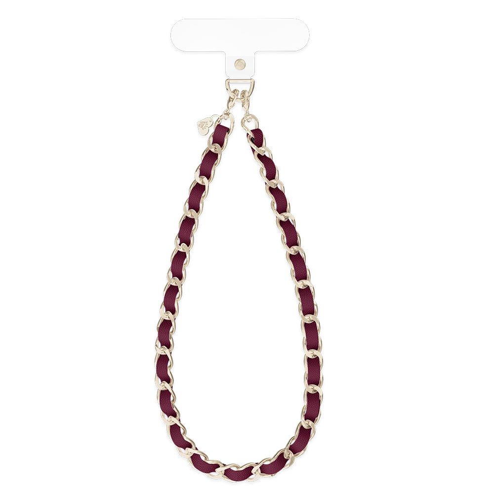 Burgundy Leather Chain Phone Charm