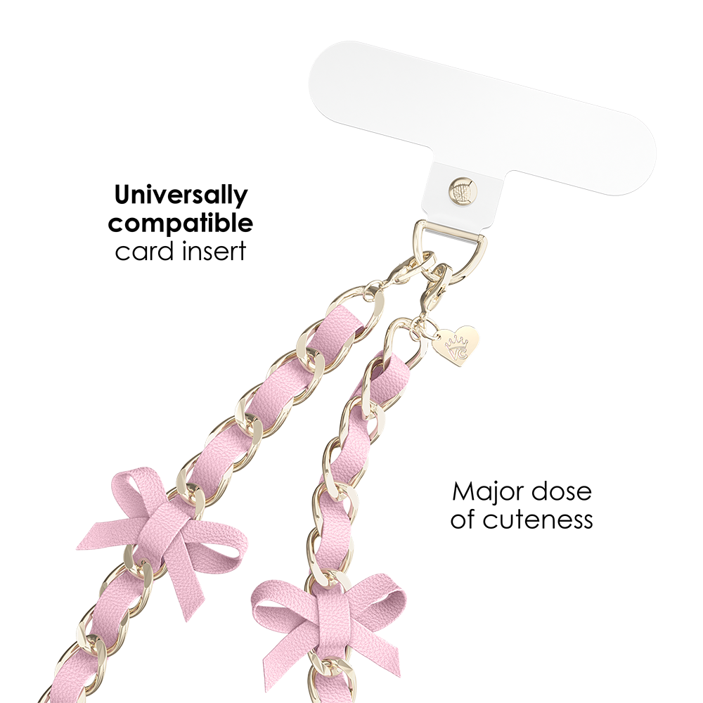 Pink Bow Leather Chain Phone Charm