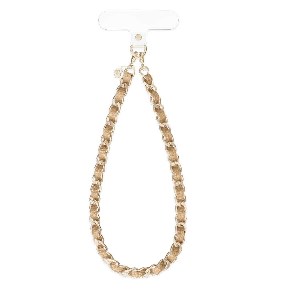 Nude Leather Chain Phone Charm