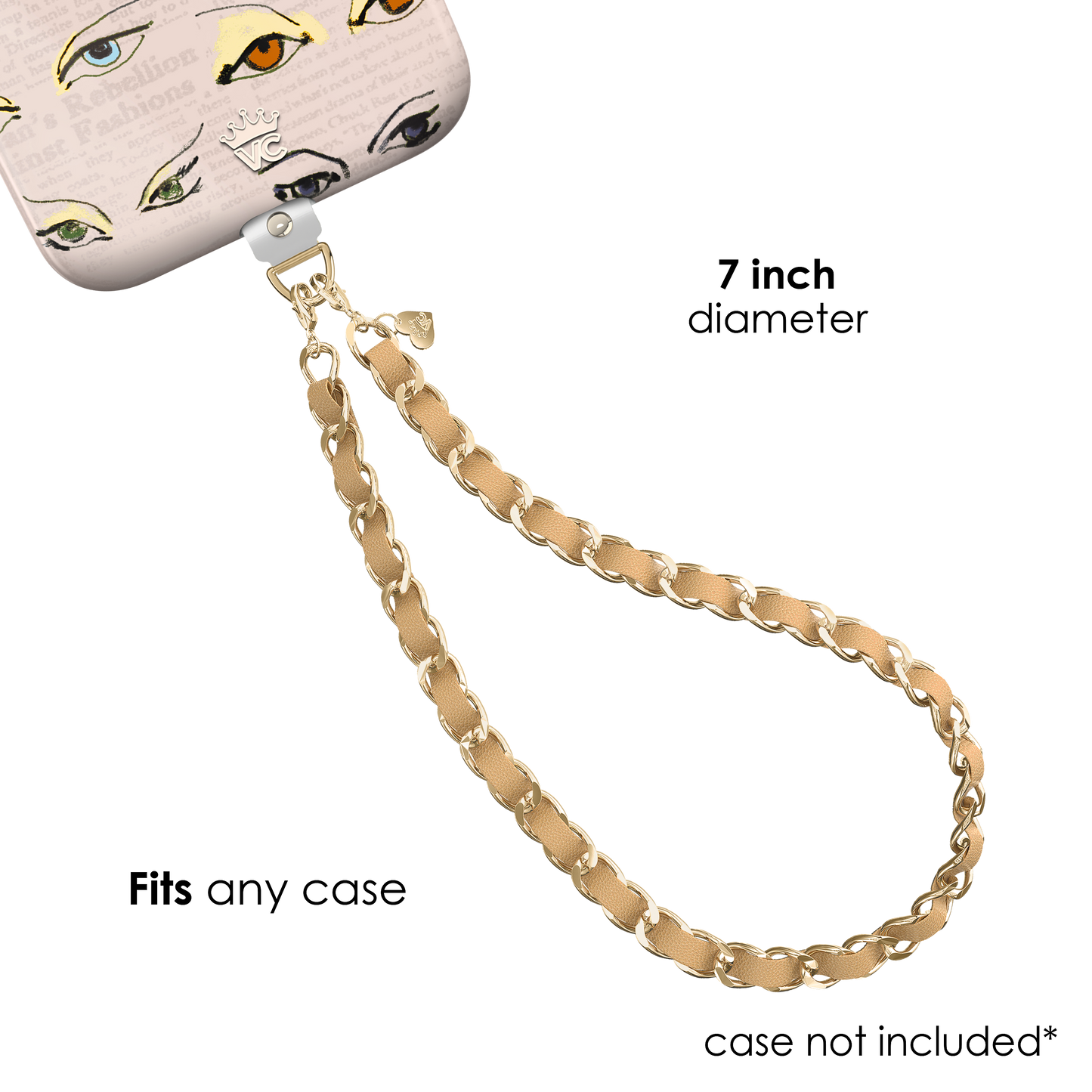 Nude Leather Chain Phone Charm