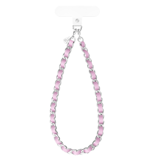 Pink Leather Chain Phone Charm
